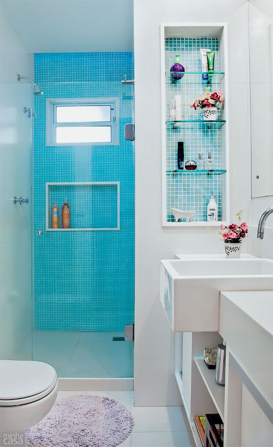 Fotos de Banheiro Azul e Branco 