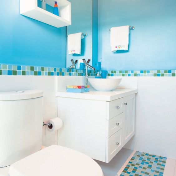 Fotos de Banheiro Azul e Branco 