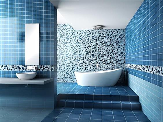 pisos de banheiros branco com azul