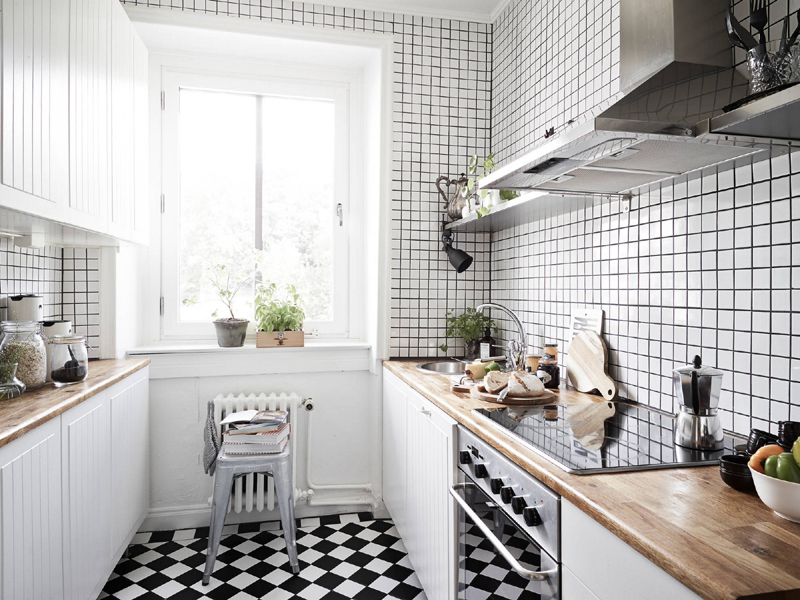 cozinha preta e branca 