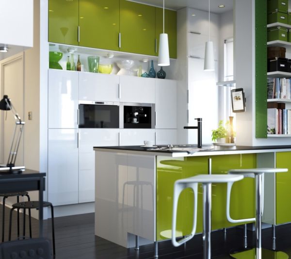 cozinha integrada verde