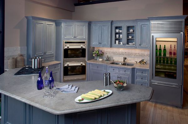cozinha integrada azul