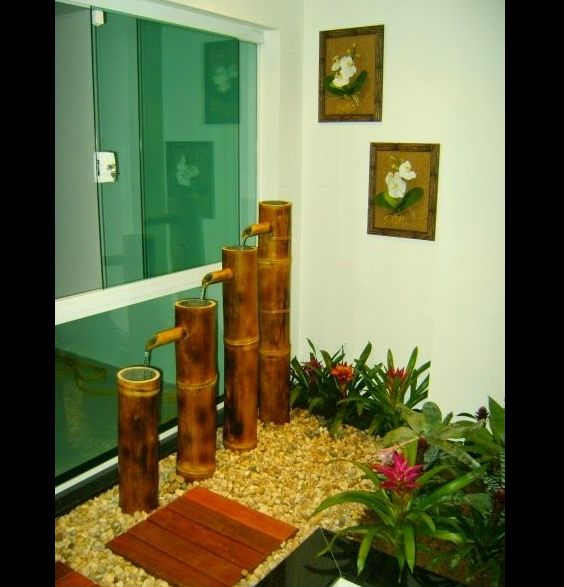 jardim interno com bambu