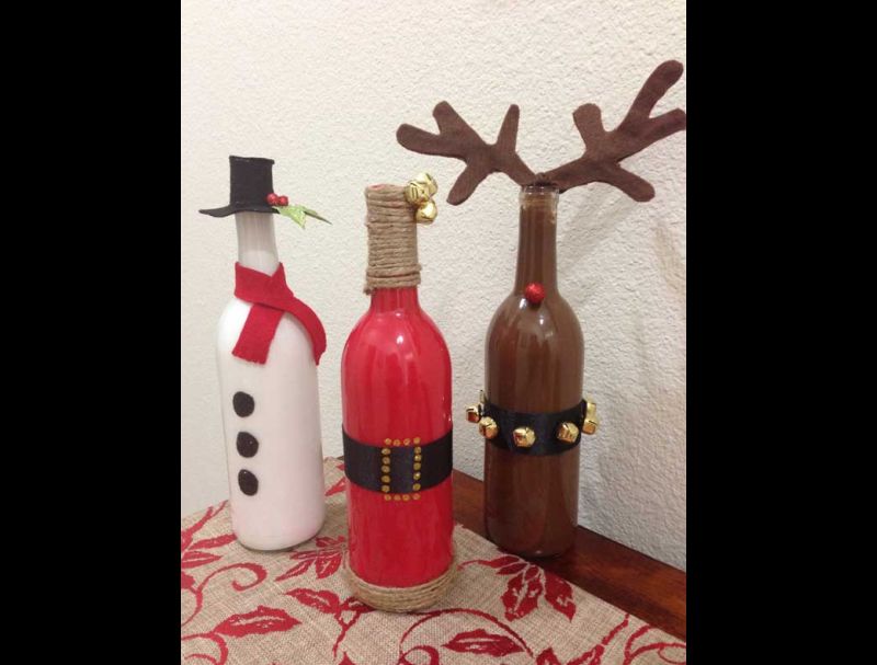 decoração natalina com garrafas