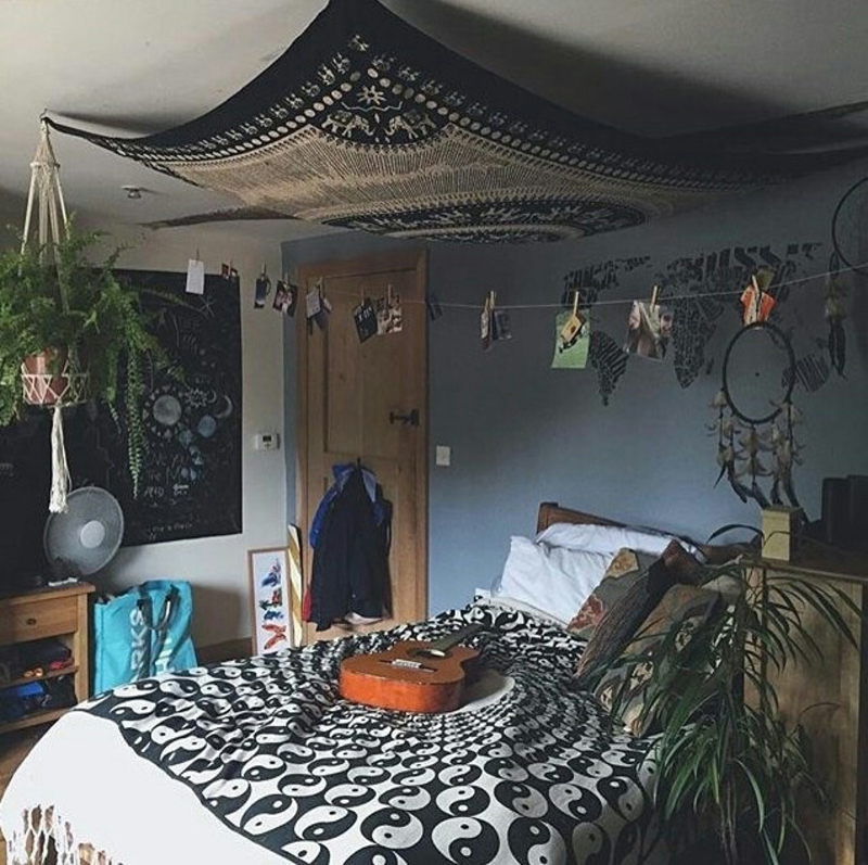quarto com estilo hippie sobrio