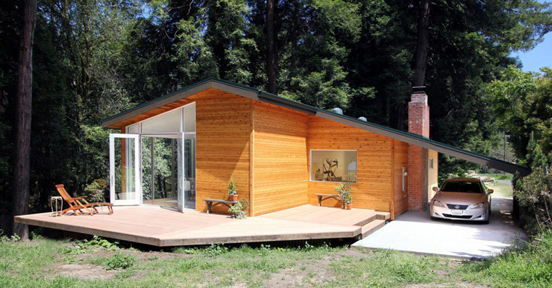casa com madeira garagem
