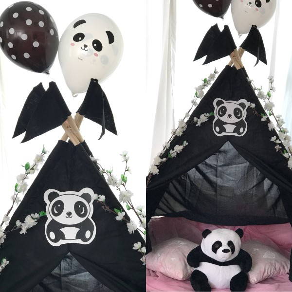 festa tema panda preto e branco