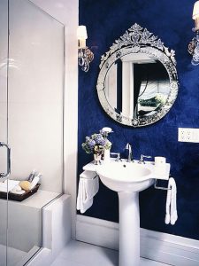 Banheiro Decorado em Azul e Branco: Modelos