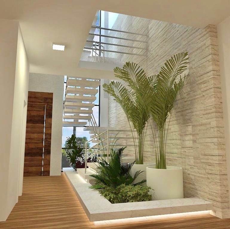 Hall com plantas