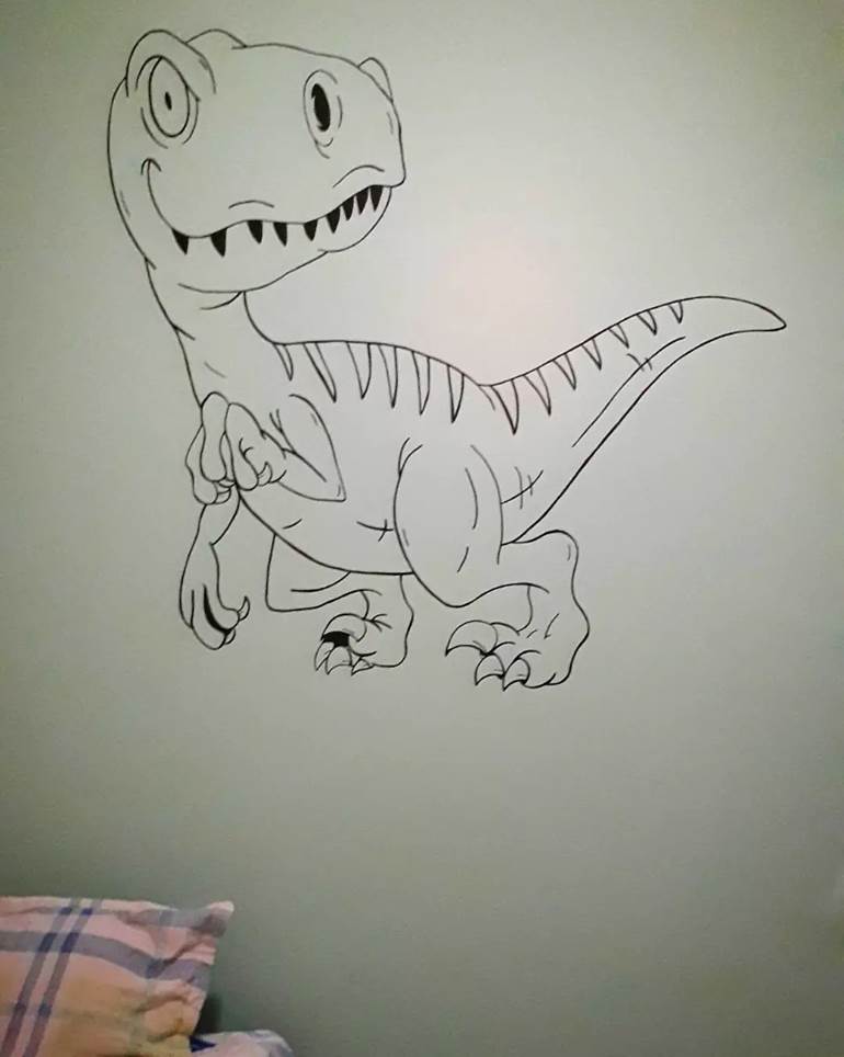 Parede decorada de dinossauro