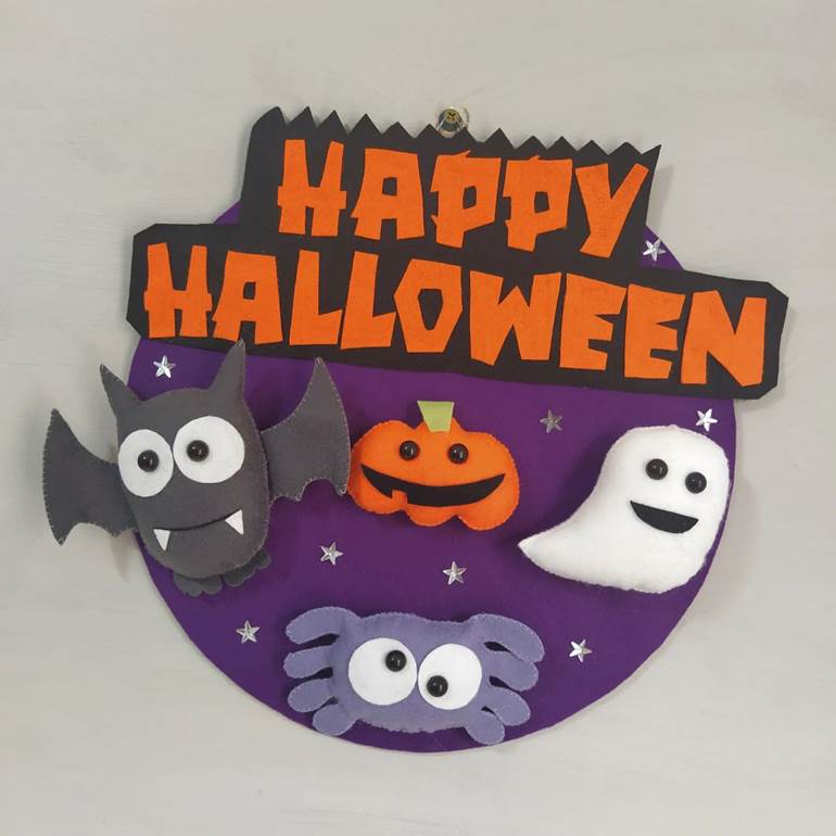 decoração Halloween em porta