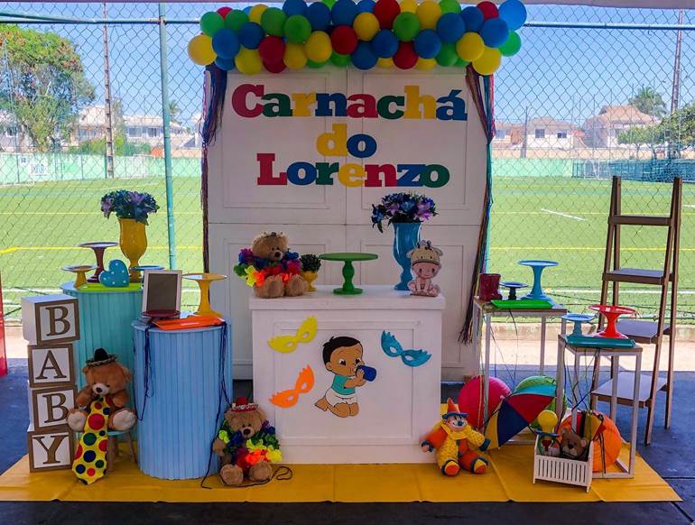 Decoração de carnaval infantil com ursinhos